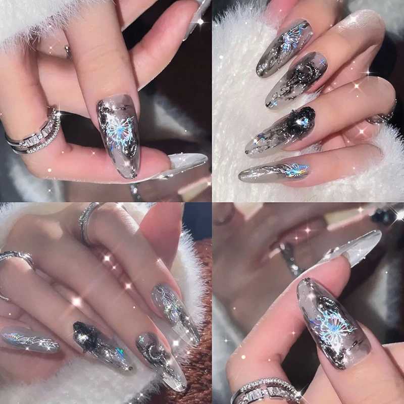 6sheet/set 3D Laser Butterfly Stickers For Nails DIY Gilding Slider Wraps Adheisve Nail Art Stickers Decals Manicure CharmsXJ240814