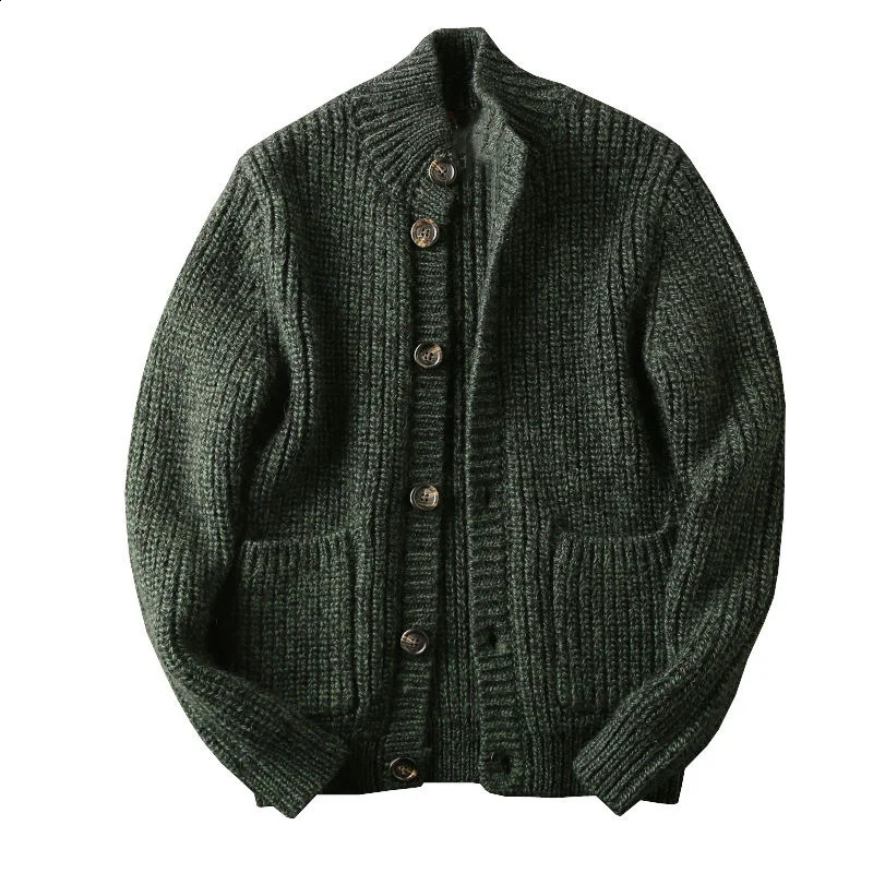 Men Thick Vintage Knit Cardigan Sweater Korean Casual Fashion Warm Single Breasted Sweater Autumn Winter Male Slim Sweater Coat 240814
