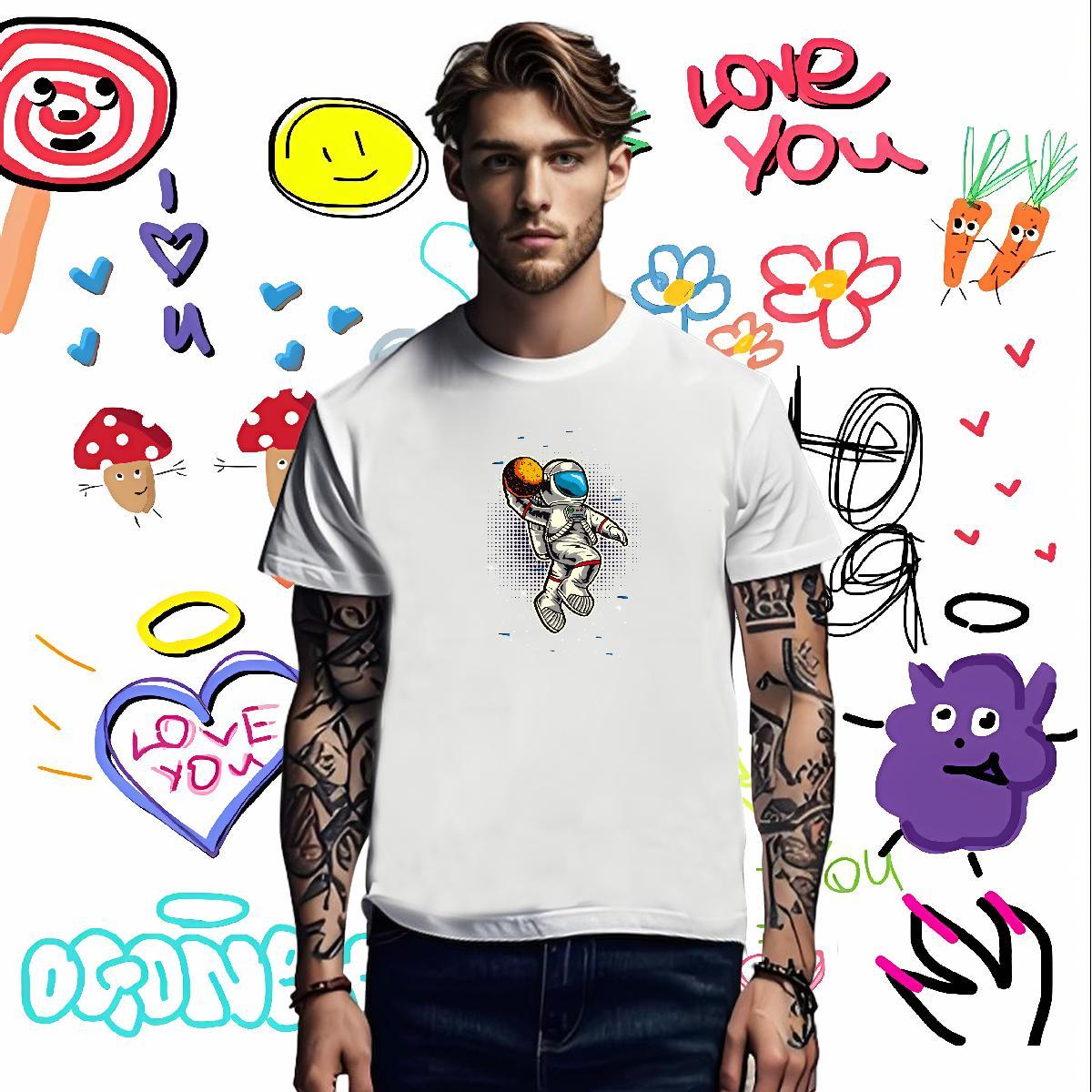 Mens T Shirts 230g 100% Cotton universe Street wear Hip Hop Breathable Soft Custom Printing Men Tops Tees Casual New Loose Fit Tee Shirt