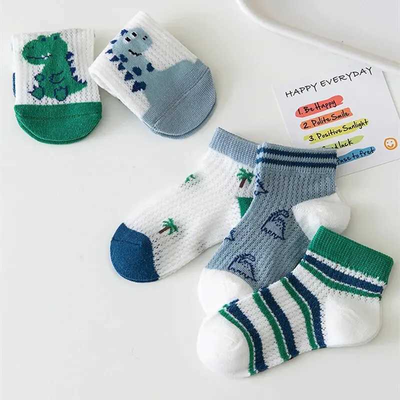 5 pairs of childrens socks summer cotton boys and girls socks cute breathable cartoon childrens socks thin casual socks W240814