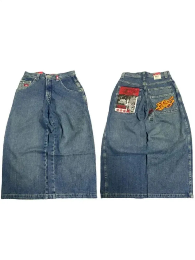 Y2K Fashion American Harajuku Style Series Street Cowboy Wide-leg Pants Hip-hop Retro Pocket Embroidered High Waist Loose Pants 240815