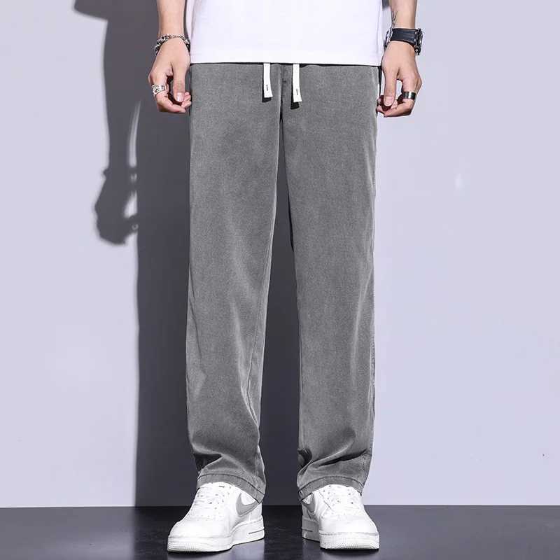 Mens summer new ultra-thin luggage Lyocell soft and breathable straight Trouser elastic waist casual Trouser Plus size M-5XLW240725