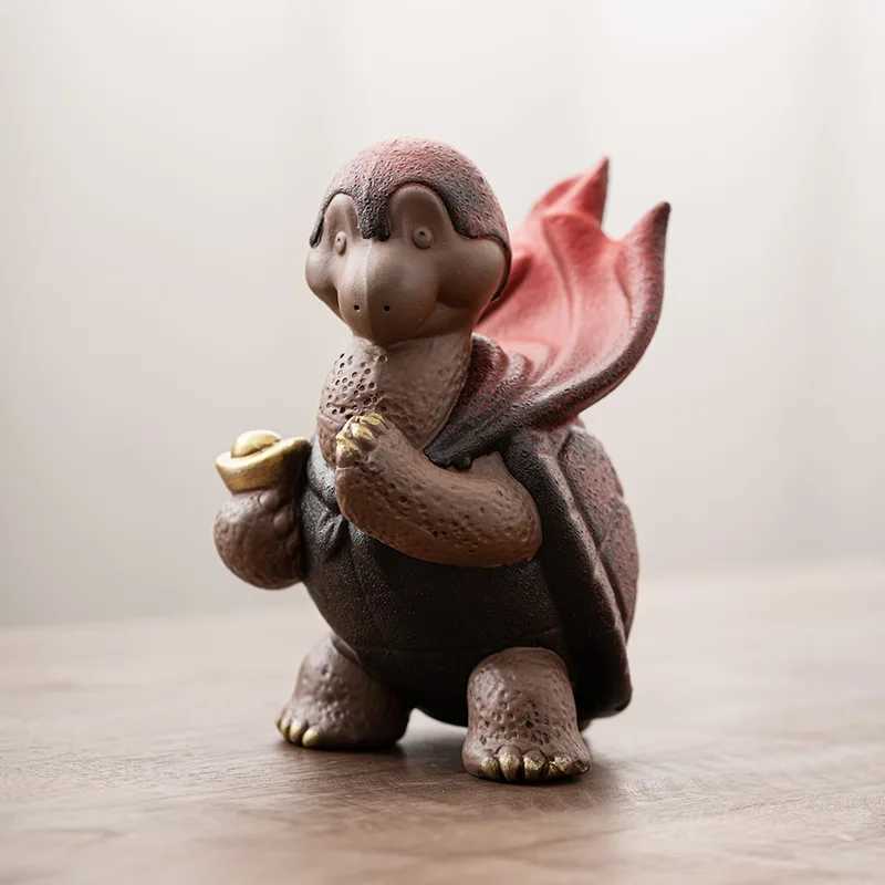Creativity Purple Clay Tea Pet with Tea Strainer Pig Monk Buddha Figurine Ornaments Handmade Crafts Tea Set Decoration AccessoriXJ240814