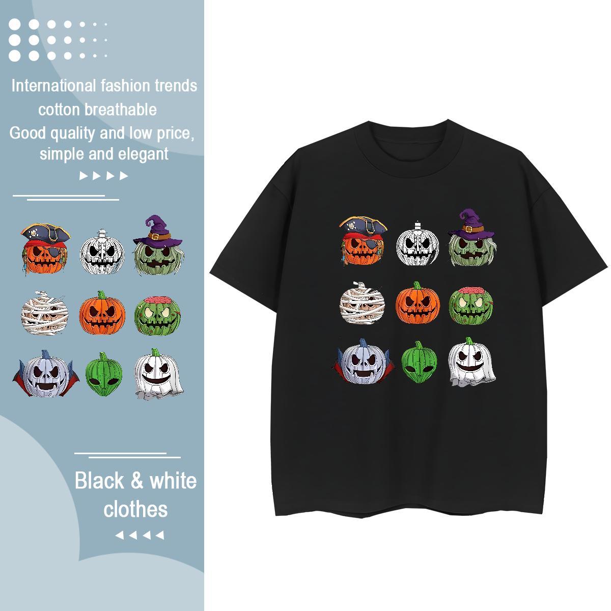 Comfortable T Shirt For Man pumpkin Breathable Short Sleeve Daily Wear Oversized 4XL 100% Cotton 230g Tshirt for Man Woman Fashion Clothings