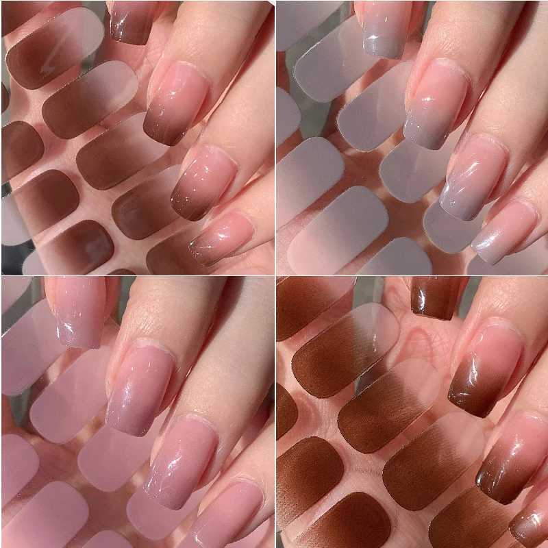 12/14/16Tip Baking-free Nail Sticker Nail Art Stickers Self-Adhesive Simple Full Nail Wraps DIY Nail Art MakingXJ240814