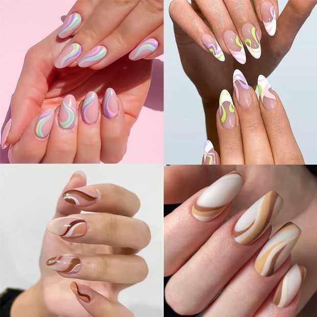 12patterns Colors Wave Line Flower Nail Water Decals Swirl Ribbon Silder For Nails Art Transfer Sticker Nailswag Slider DecalsXJ240814