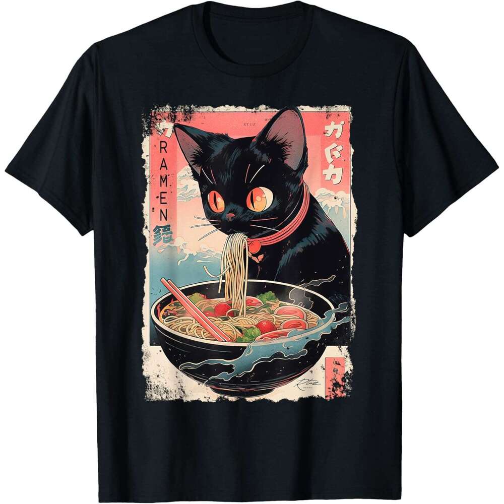 2025S Fashion Designer T Shirt For Mens Womens Noodle Japanese Anime Manga Ramen Kawaii Cat T Shirt Shirts Tshirt Graphic Tee Casual Tops Clothes Shor