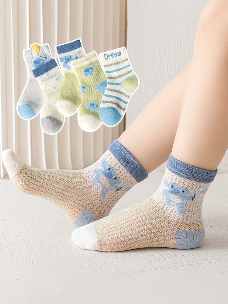 LJMOFA 5 pairs/batch 0-12Y childrens socks summer spring new cotton mesh breathable thin soft socks for young children baby boys cartoon socks C175 W2