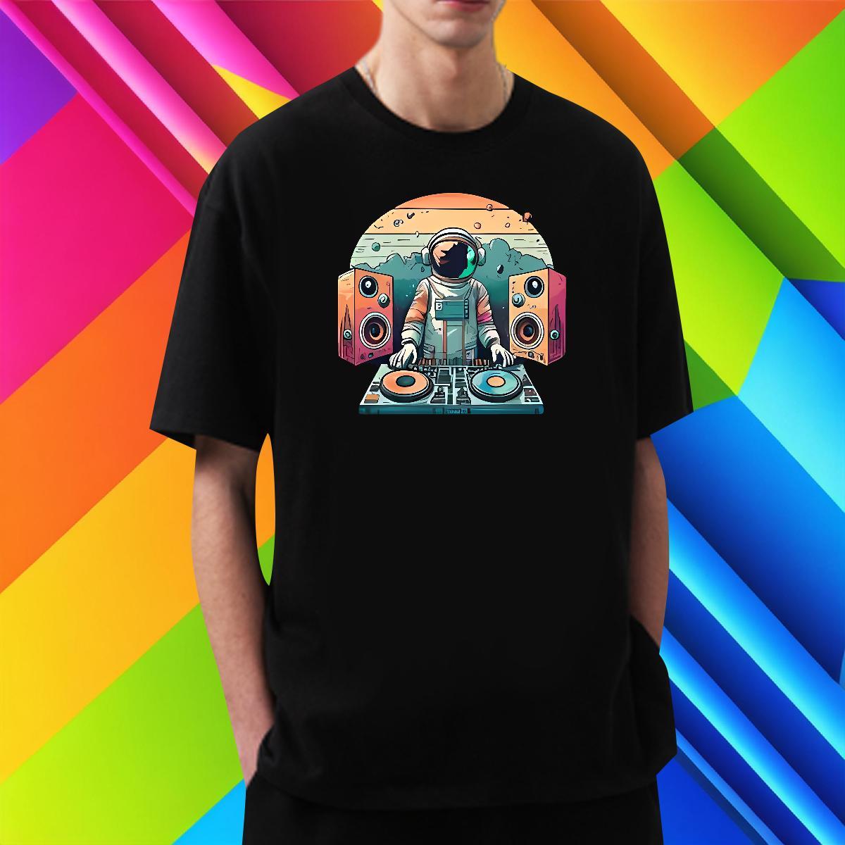 Popular Mens Tshirts Anime Printing Street 230g Cotton Black White Short Sleeve O-Neck spaceman T Shirts Men 2024 New Wear