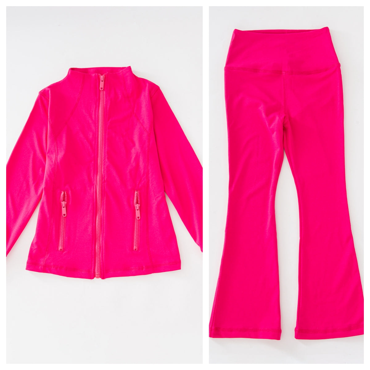 Uu-L3235 Spring Autumn Children's Sports Zipper Fashion Casual Coat And Bell Bottoms Fiess Pants Yoga Suit