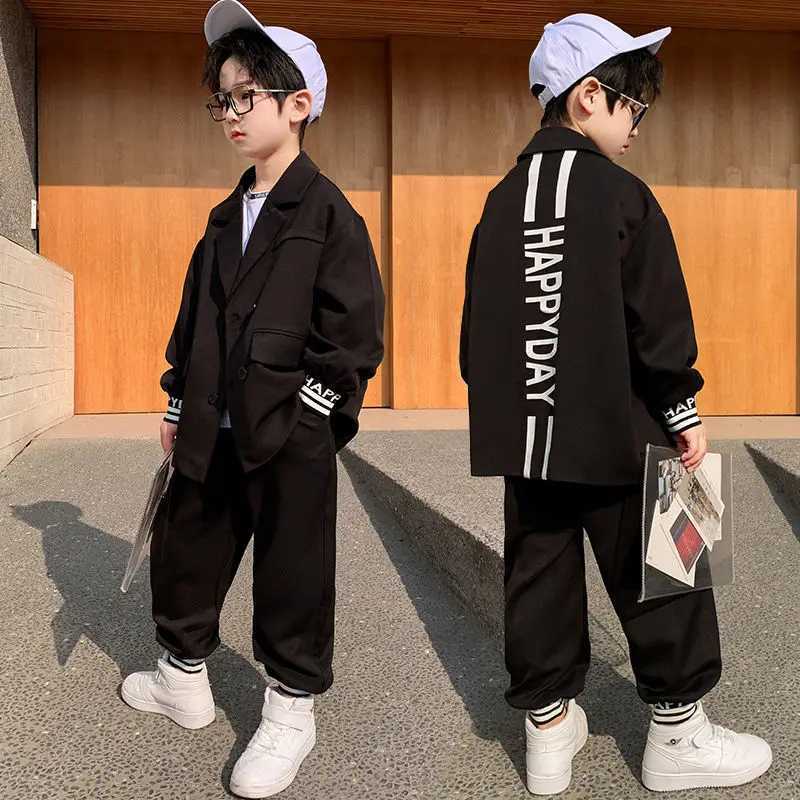 Clothing Sets 2021 New Korean Childrens Clothing for Boy and Girl Childrens Business Suit Leisure Two-Piece Set Student School 4-12 Years