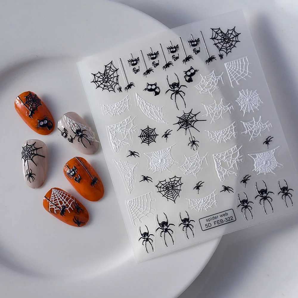2023 Glowing In The Light Happy Festival Diy Manicure Design Self Adhesive Spider Halloween Nail Art StickerXJ240814