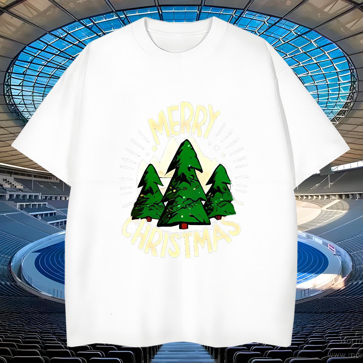 TOP Quality T-Shirts Christmas Breathable Short Sleeve Outdoor Anime 230g 100% Cotton Couples T Shirts Fashion Casual Clothes
