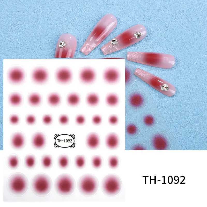 3D Jelly Red Pink Gradient Nail Sticker Blush Sliders Cute Nail Design Japanese Style Translucent Gel Polish Wraps DecalXJ240814