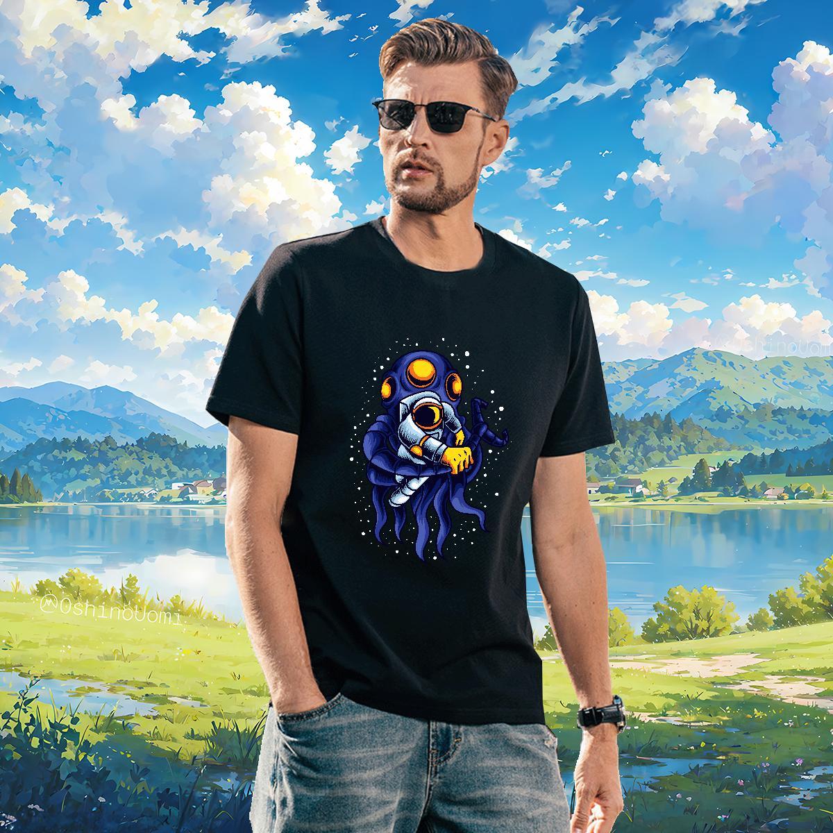 T-Shirts for Men 230g Cotton universe High Street Hip Hop Crew Neck Black White Men Clothes T-Shirt Designer Fashion Soft Clothings