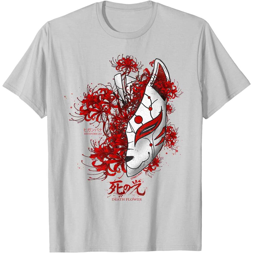 T shirt for Mens Japanese Spider Lily Anime Flower in Soft Grunge Aesthetic T-Shirt Shirts Tshirt Graphic Tee Casual Tops Clothes Short sleeve