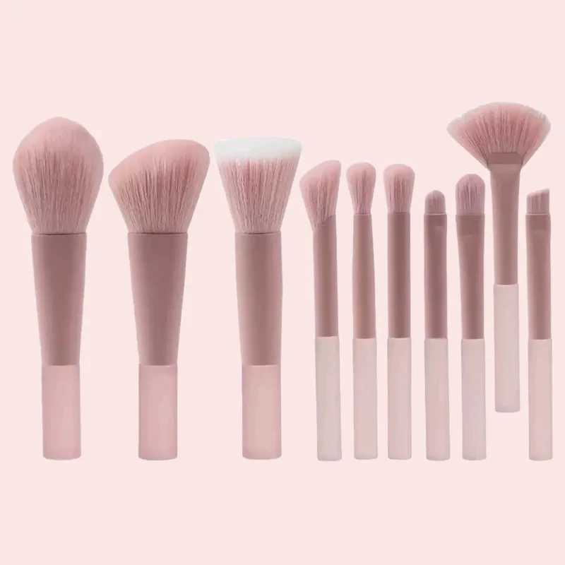 New mini makeup brush set 10 pieces of eye shadow loose powder brush travel portable soft hair makeup tool W240814