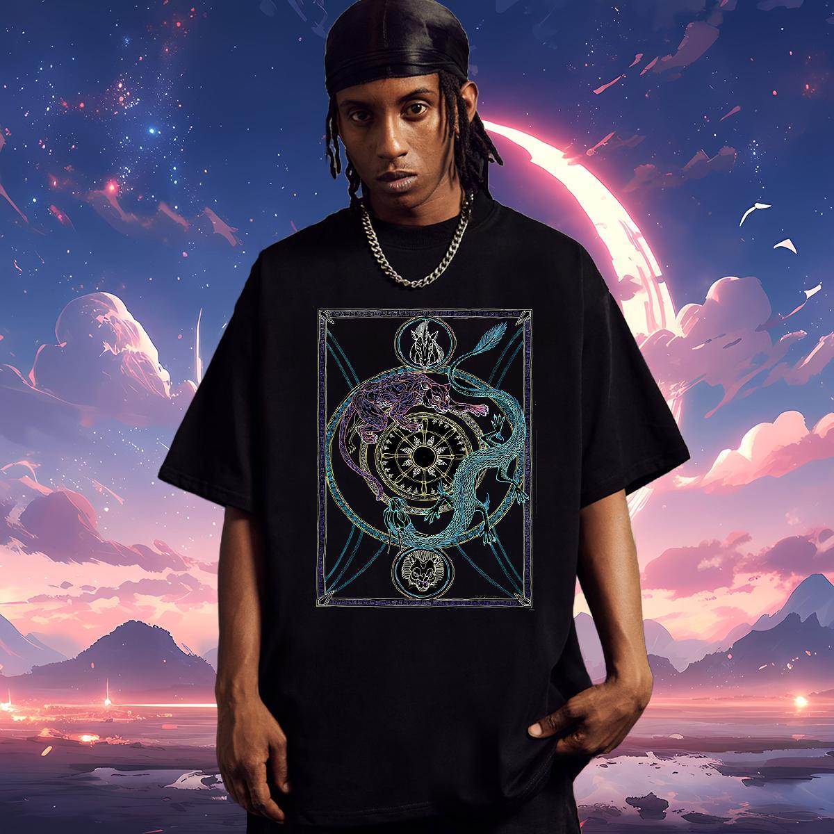 T-Shirts 100% Cotton 230g religion Casual Beach Breathable Short Sleeve DIY Printed Men Tees 2024 Loose Clothes