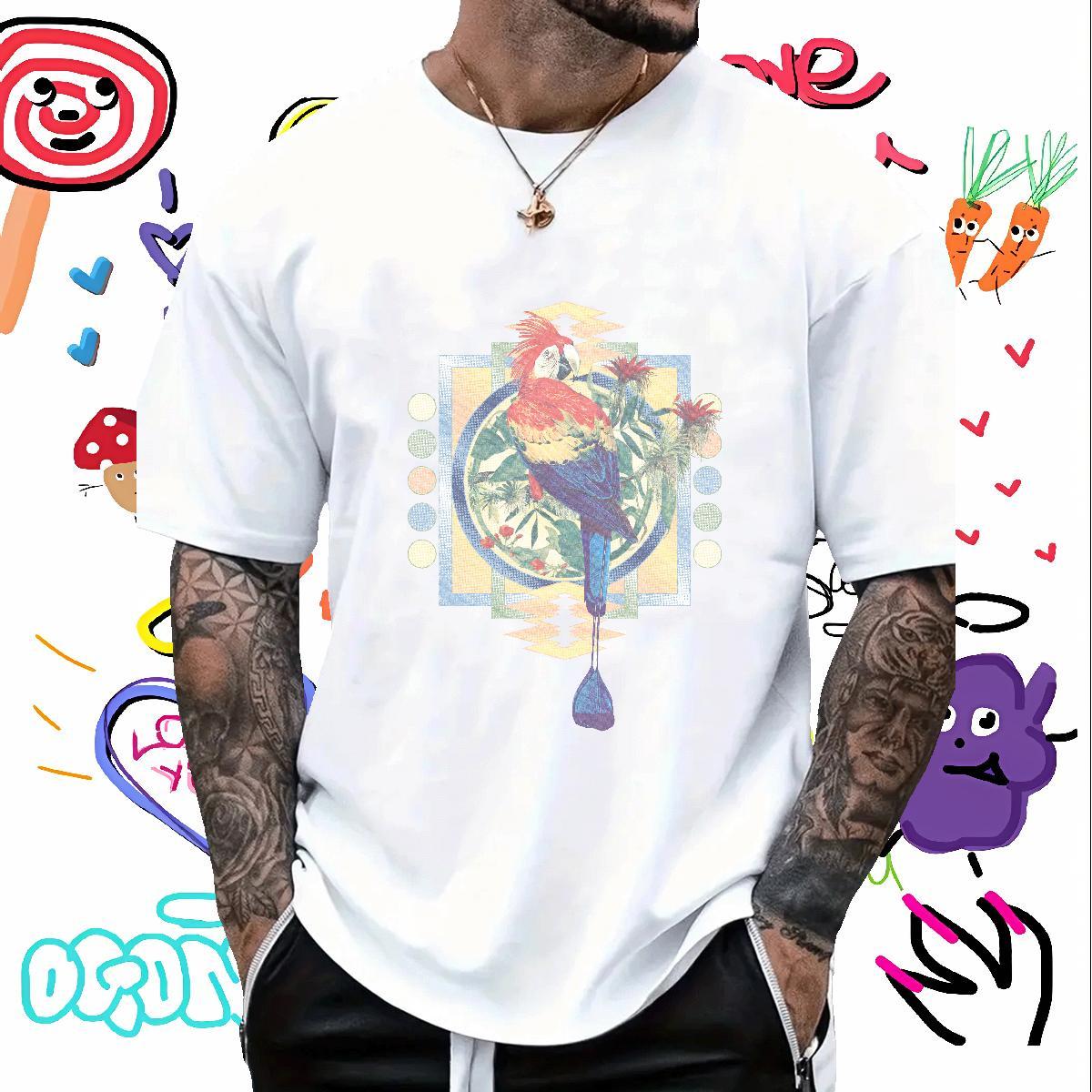Mens T Shirts 100% Cotton 230g bird Anime Printing Street Breathable Short Sleeve Custom Anime Men Tops Tees New Designer TOP Quality Tops Shirt