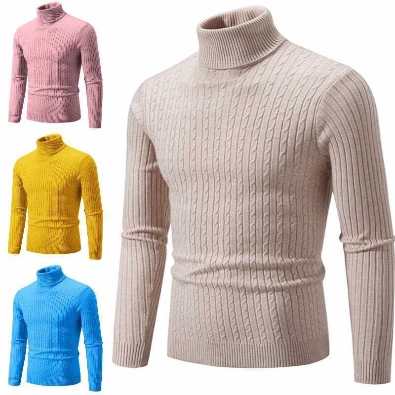 Mens High Neck Sweaters 15 Colors Autumn and Winter Solid Color Knitted Warm Turtleneck Pullover Mens SweaterXJ240814