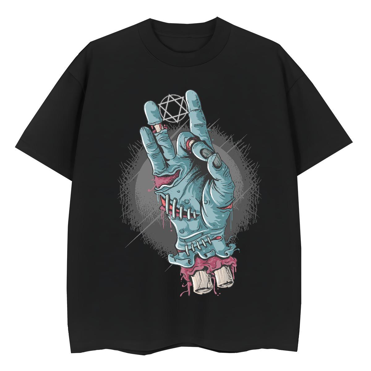 Cool Design Man T Shirts Halloween Breathable Crew Neck Outdoor Black Oversized 230g Cotton Men Clothes T-Shirt DIY Polos
