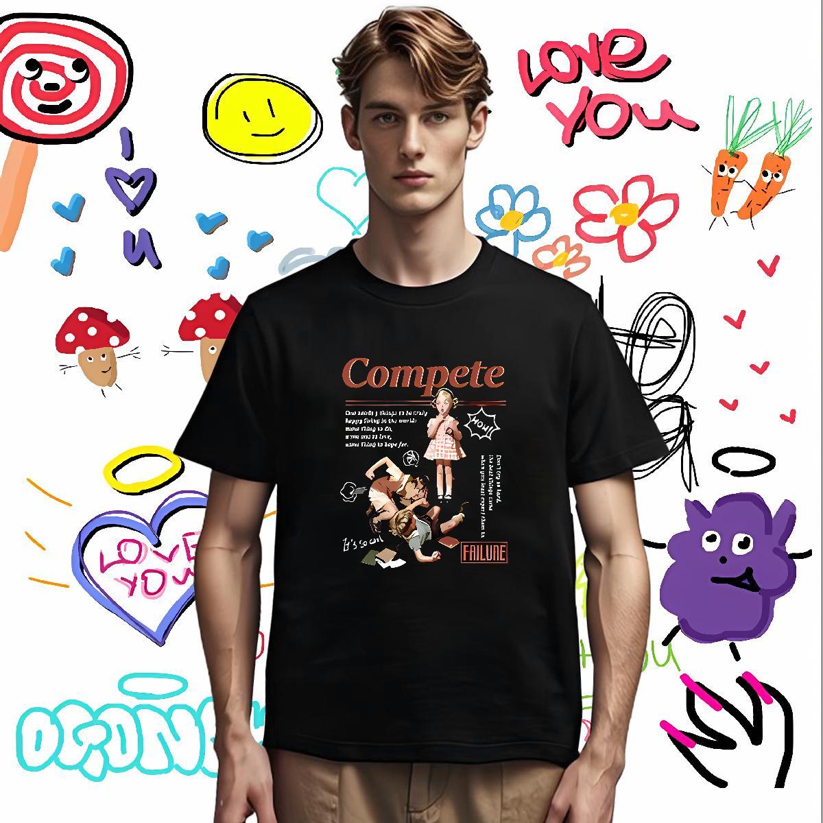Men T Shirts 230g Cotton letter Casual Beach O Neck Short Sleeves Plus Size Custom Tshirt for Man Woman 2024 Summer Cool Design Tees Shirts