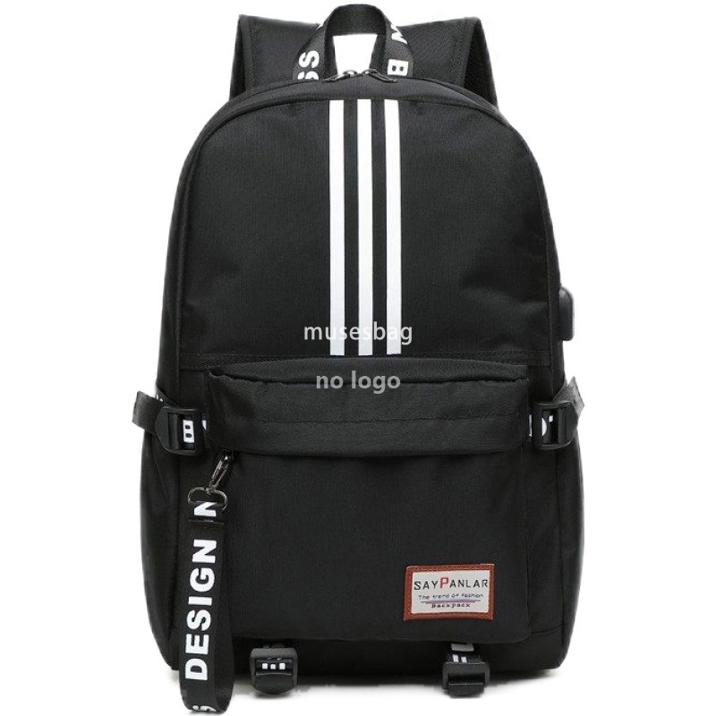 Customized large capacity black backpack Waterproof thickened student backpack Leisure simple commuter bag Business computer bag