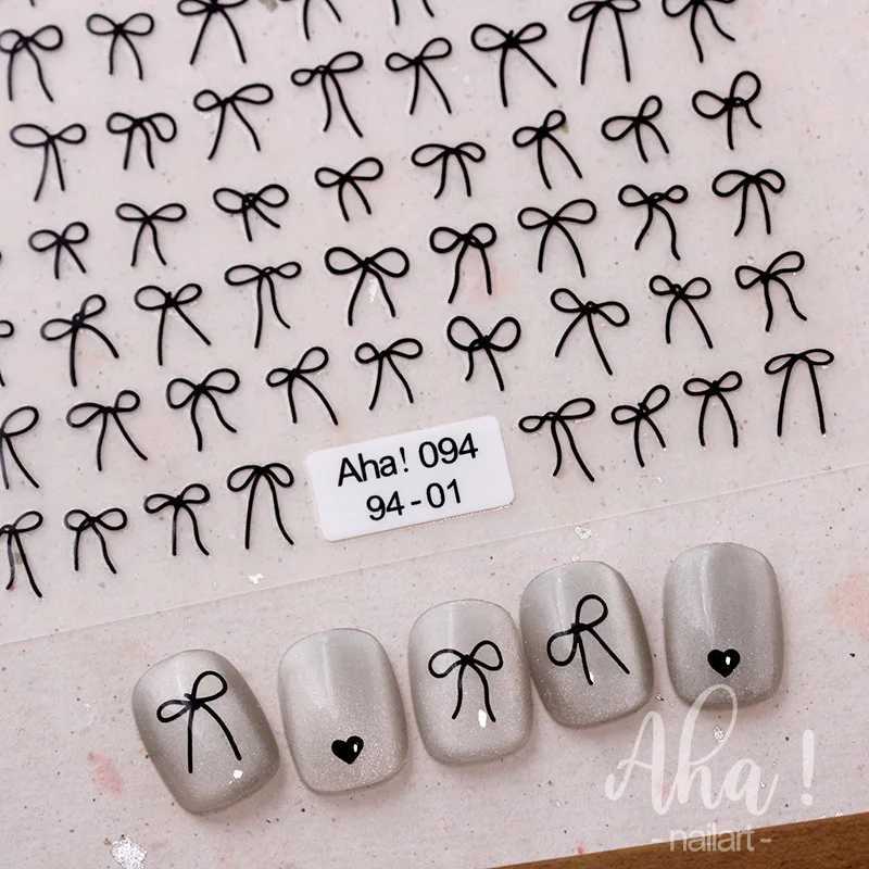 1pcs 3D Japanese Mini Bow Nail Art Stickers Fashion Cartoon Sale Black White Ribbon Nail Decoration Decals DIY Nail AccessoriesXJ240814