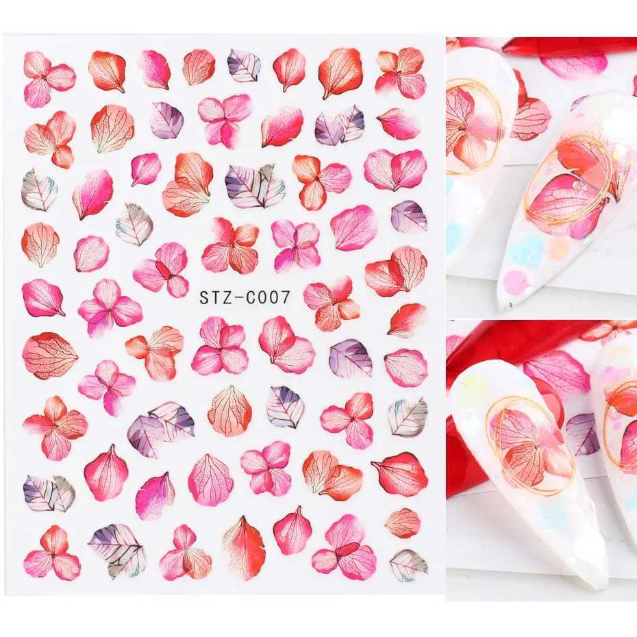 3pcs Purple Flowers Petal Nail Stickers Decals Manicure 3D Adhesive Sliders Tattoo Japanese Charms Nail Art DecorationsXJ240814