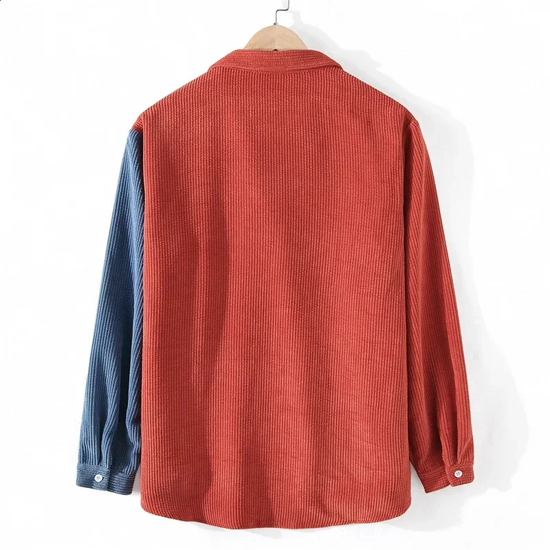 Cargo Corduroy Men Long Sleeve Casual Patchwork Pocket Mens Shirts High Quality Overshirt Blouses Male Clothing 240815