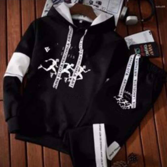 Men's Tracksuits Letter Printed Tracksuit Hooded Sweatshirt Set Hoodies Sweatpants Outfits Jogger Suit Casual Pullover Hip Hop Streetwear