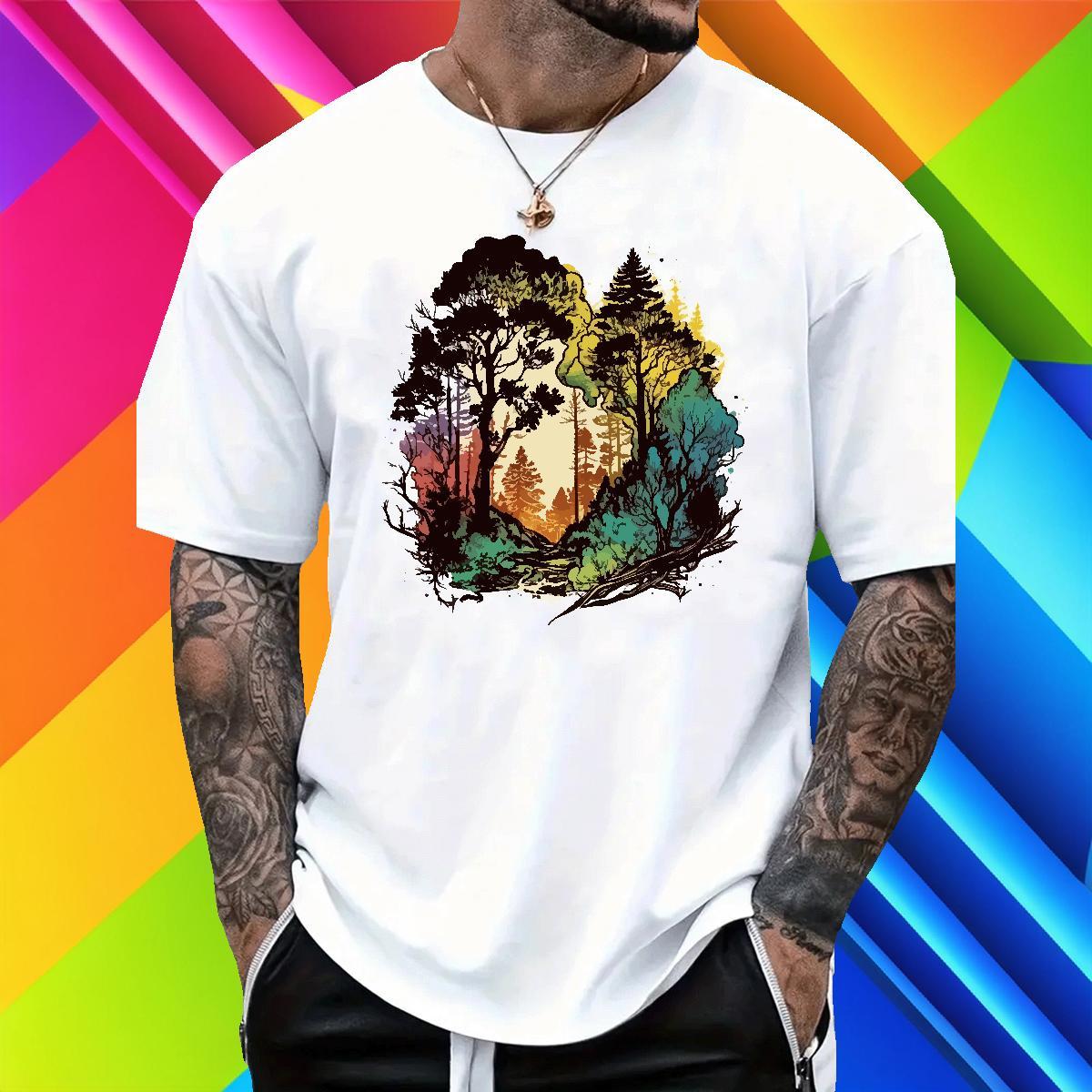 Loose Mens Tshirts Hip Hop Street 230g Pure Cotton Anime Print Short Sleeve O-Neck Mens T Shirts 2024 Summer Tee Shirt
