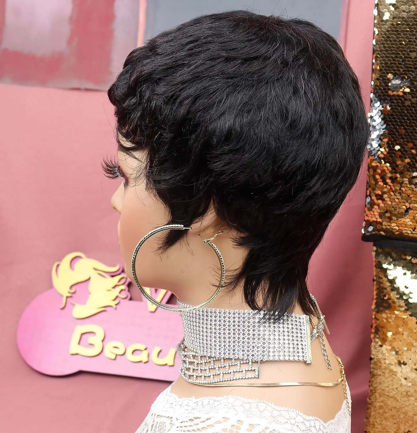 Short Pixie Cut Wigs for Black Women Pixie Wigs for Black Women Pixie Cut Short Synthetic Black Wavy Layered Wigs 240805
