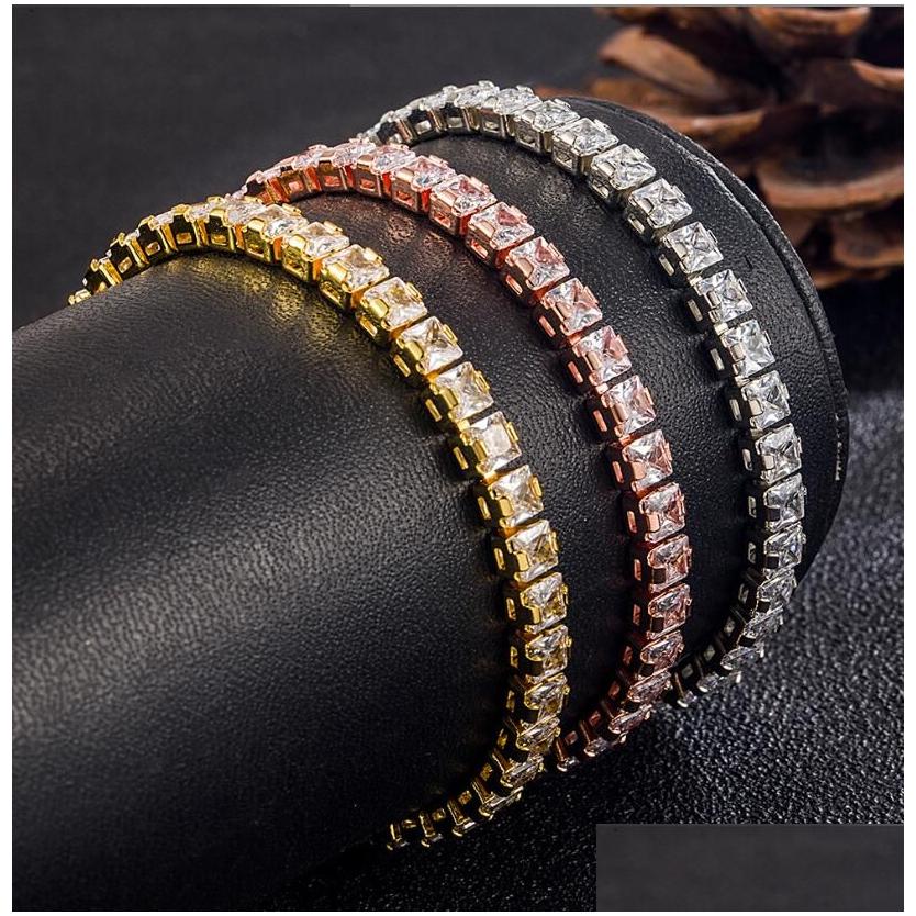 Pendant necklace Fl Moissan tennis bracelet certified 5mm luxury diamond bracelet pure silver color gold-plated men's Otp9N