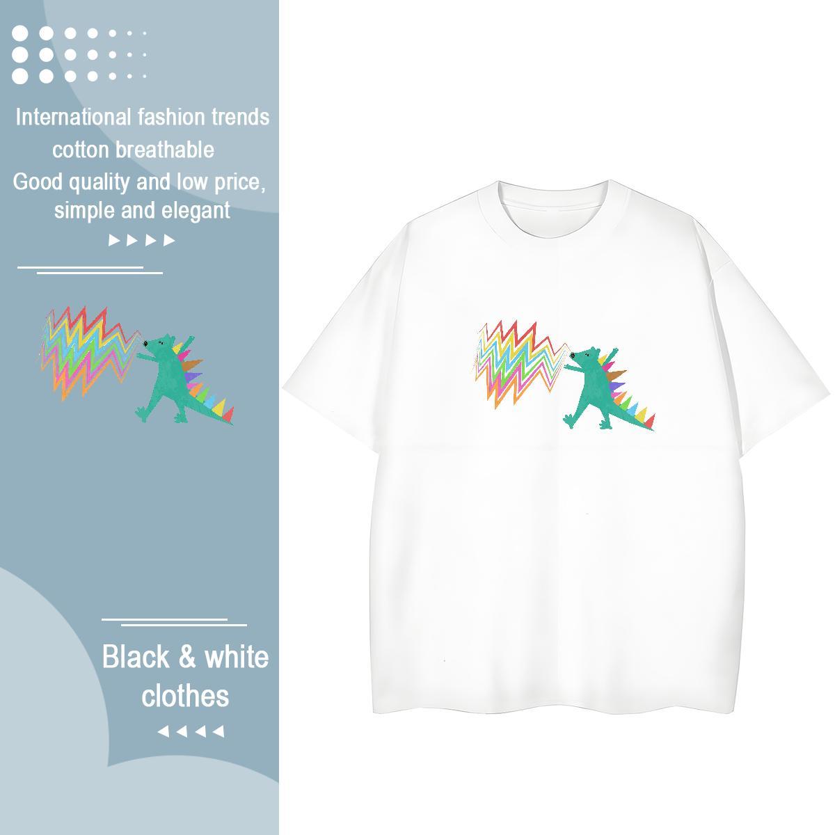 TOP Quality T shirt Breathable Short Sleeve 100% Cotton 230g Woman Tshirt Customized Print dinosaur Daily Wear Female Tees