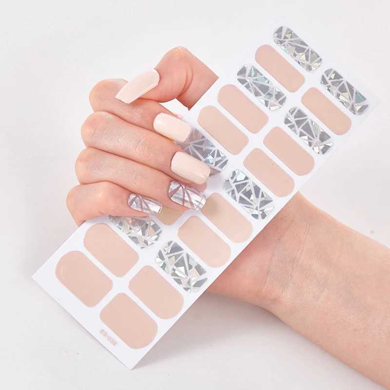 Blue Nail Art Adhesive Full Cover Sticker Manicure Shiny Sequins Nail Polish Strips Wraps Self Adhesive Accessories DecorationsXJ240814
