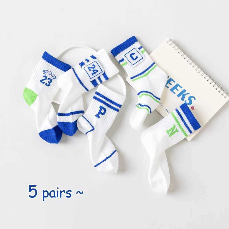5 pairs of childrens socks boys summer mesh socks girls middle tube socks large childrens student socks casual cotton W240814