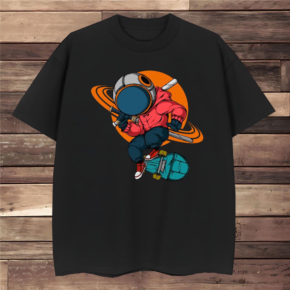T Shirt For Man 100% Cotton 230g universe Casual Breathable Soft Floral Print Tshirt for Man Woman DIY TOP Quality Tee Shirt