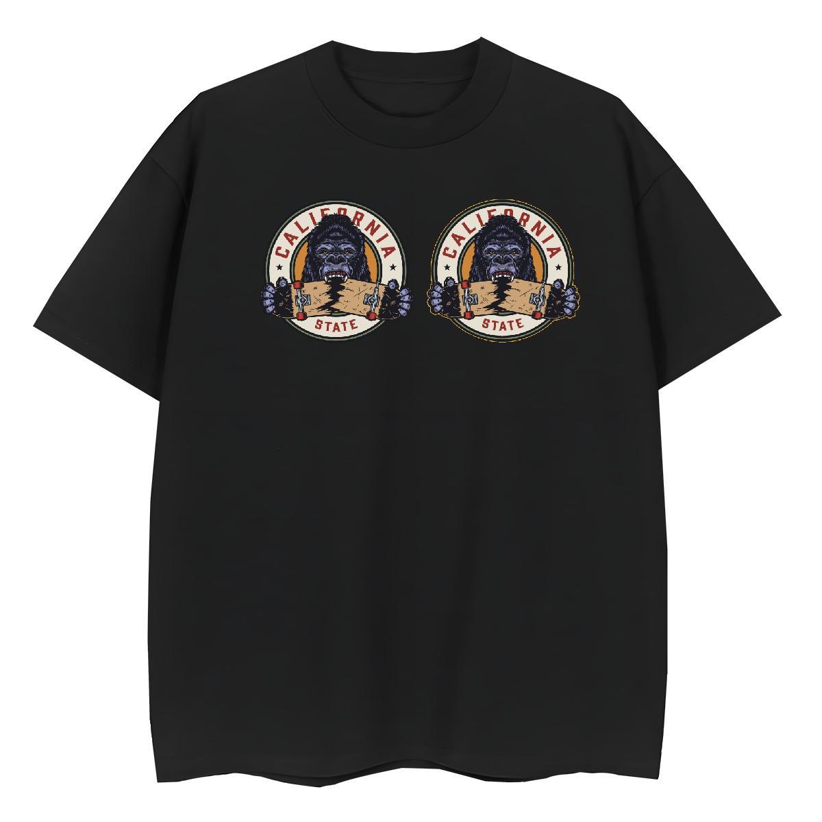 Loose Fit T Shirts Men chimpanzee Breathable Short Sleeve Casual Daily Wear Cartoon Print 230g 100% Cotton Men Tops Tees Fashion New Tshirts