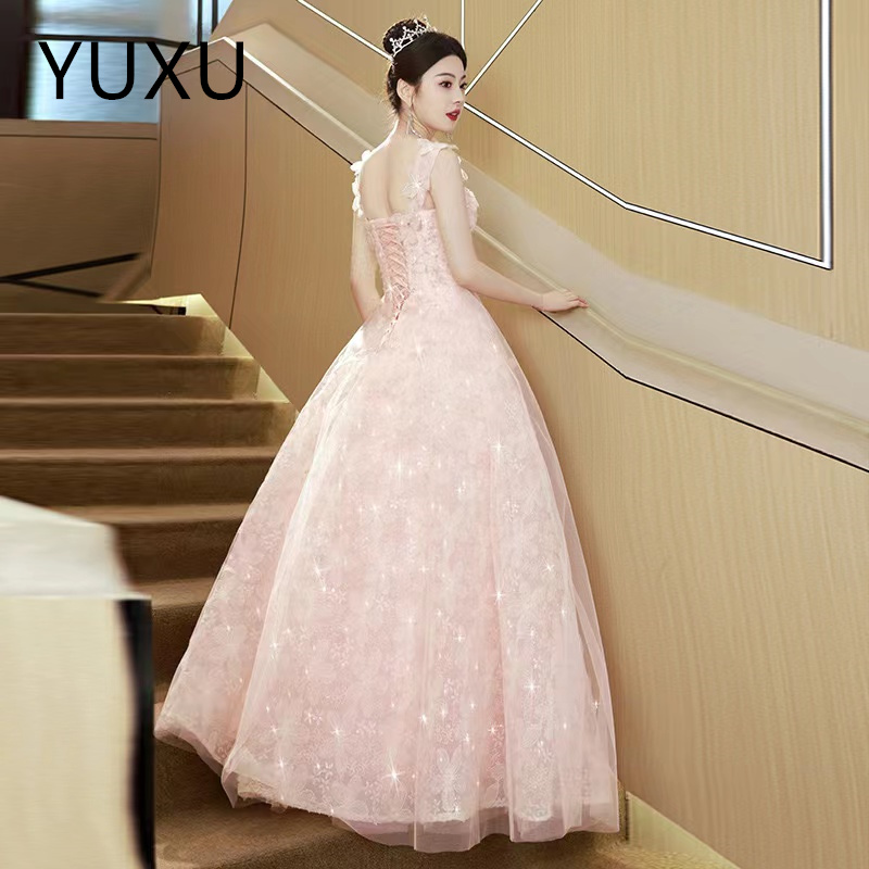 pink promdress Casual Dresse boho princess Spaghetti Straps Prom Dress Ruffles Hem Sleeveless Long Female Dresses 2024 Elegant Party Evening Gowns Ali