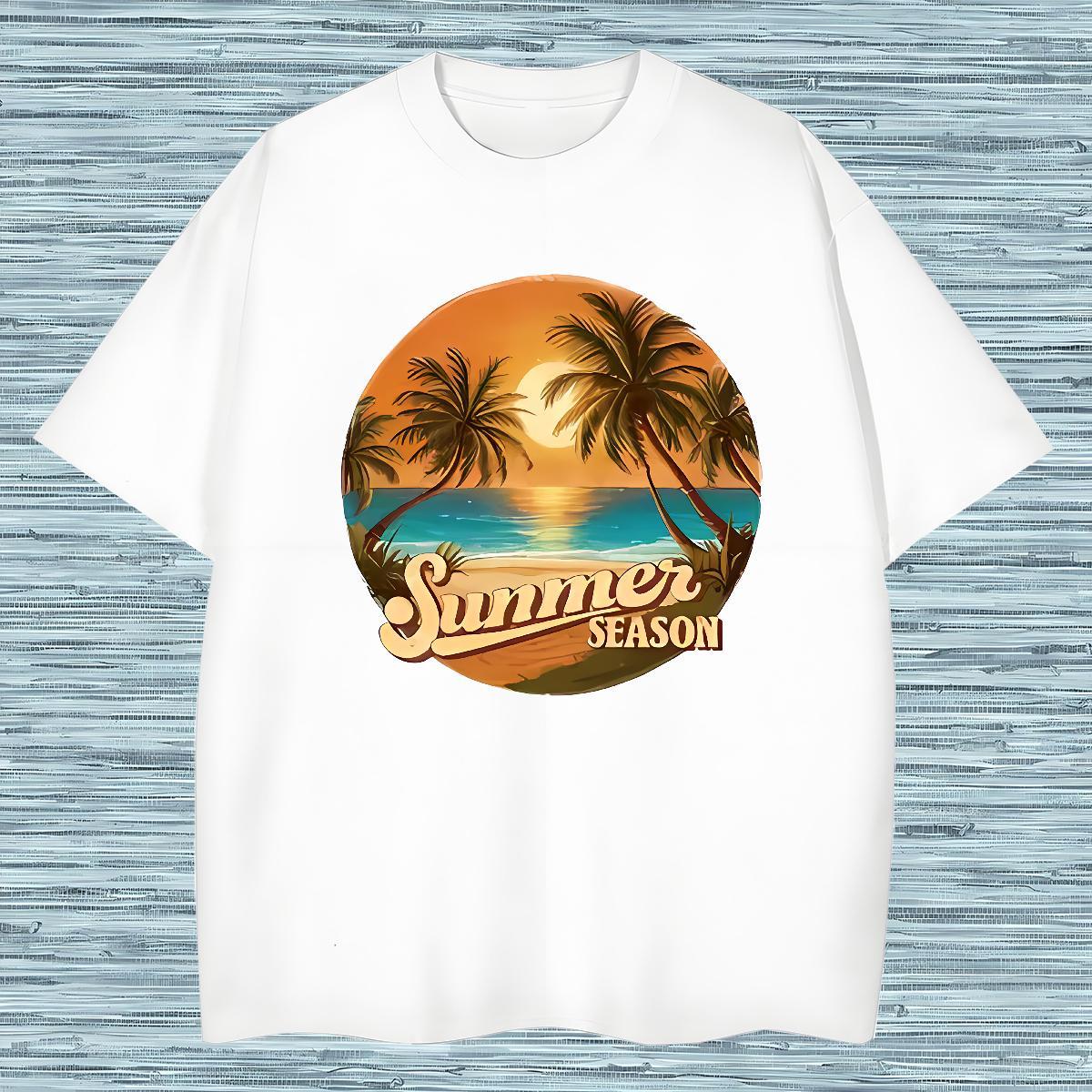Designer beach T Shirts Men Summer Casual Tshirts 230g Cotton Fashion Casual Round Neck Short Sleeve DIY Anime Polos