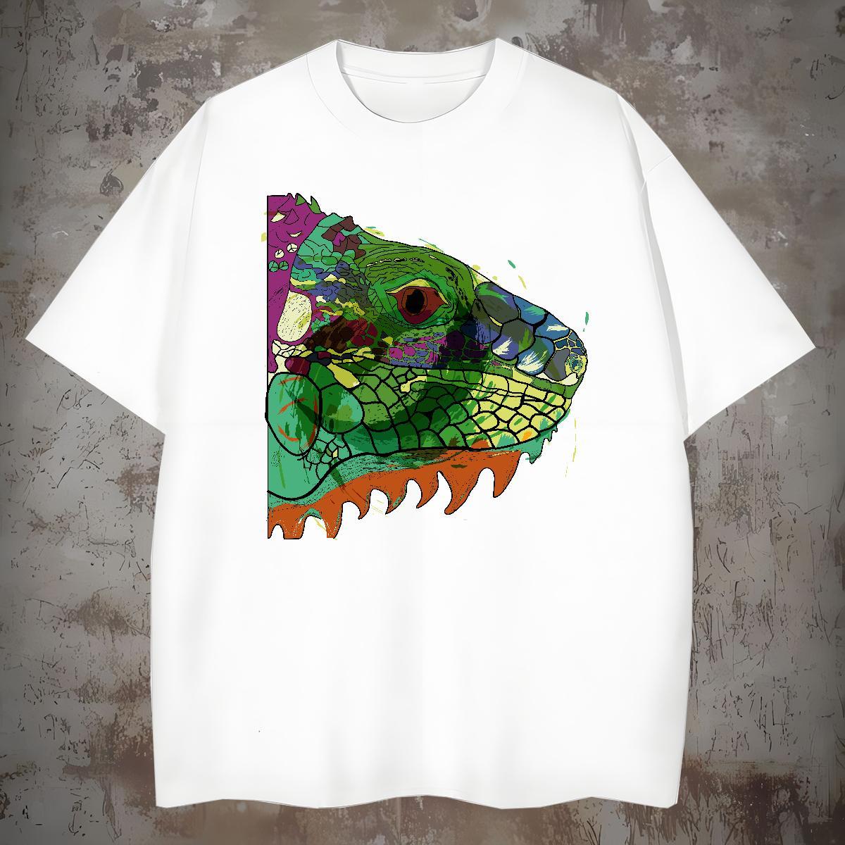 Wholesale T-Shirts fish head Breathable Summer Casual Anime Print 230g Pure Cotton Tshirts New Designer Tops Shirt