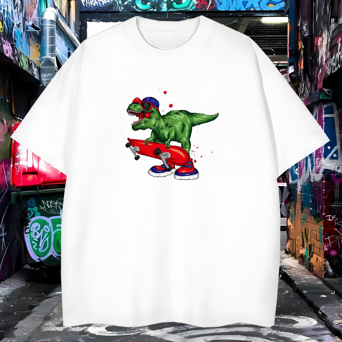 Designer T-Shirts dinosaur Breathable Soft Spring Summer Plus Size Cartoon 100% Cotton 230g Tshirts Factory Direct Tops Shirt