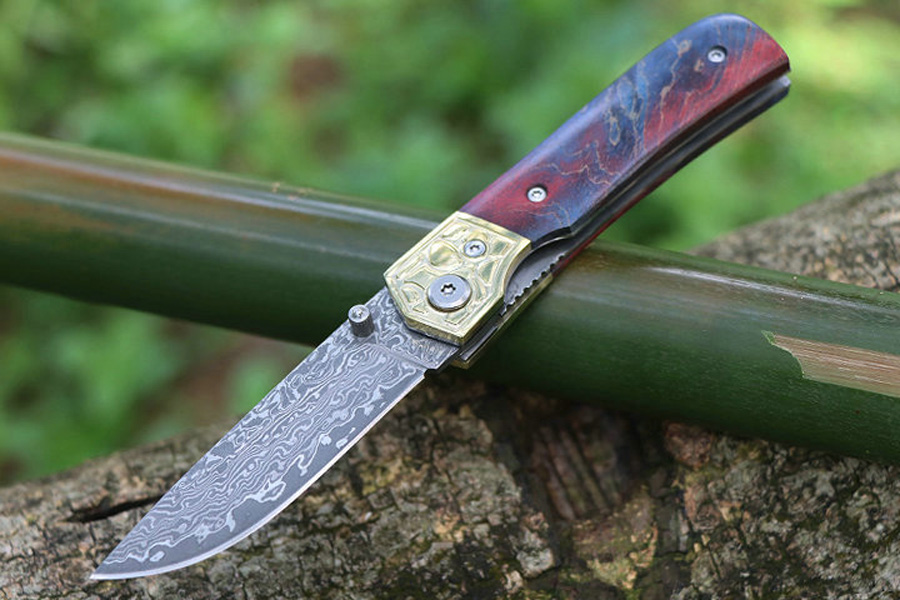 New Flipper Folding Knife VG10 Damascus Steel Blade Steel Sheet + Wood Handle Outdoor Camping Hiking EDC Pocket Knives