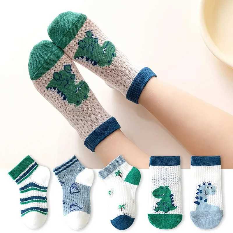 5 pairs of childrens socks summer cotton boys and girls socks cute breathable cartoon childrens socks thin casual socks W240814