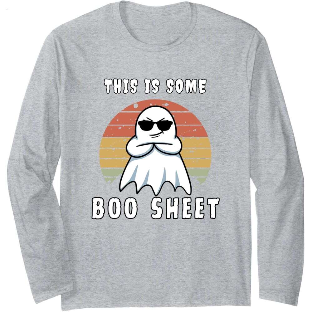 Long Sleeve Shirts for Men sweatshirt This Is Some Boo Sheet Funny Halloween Ghost Long Sleeve Tee Streetwear Casual tops clothes 2025