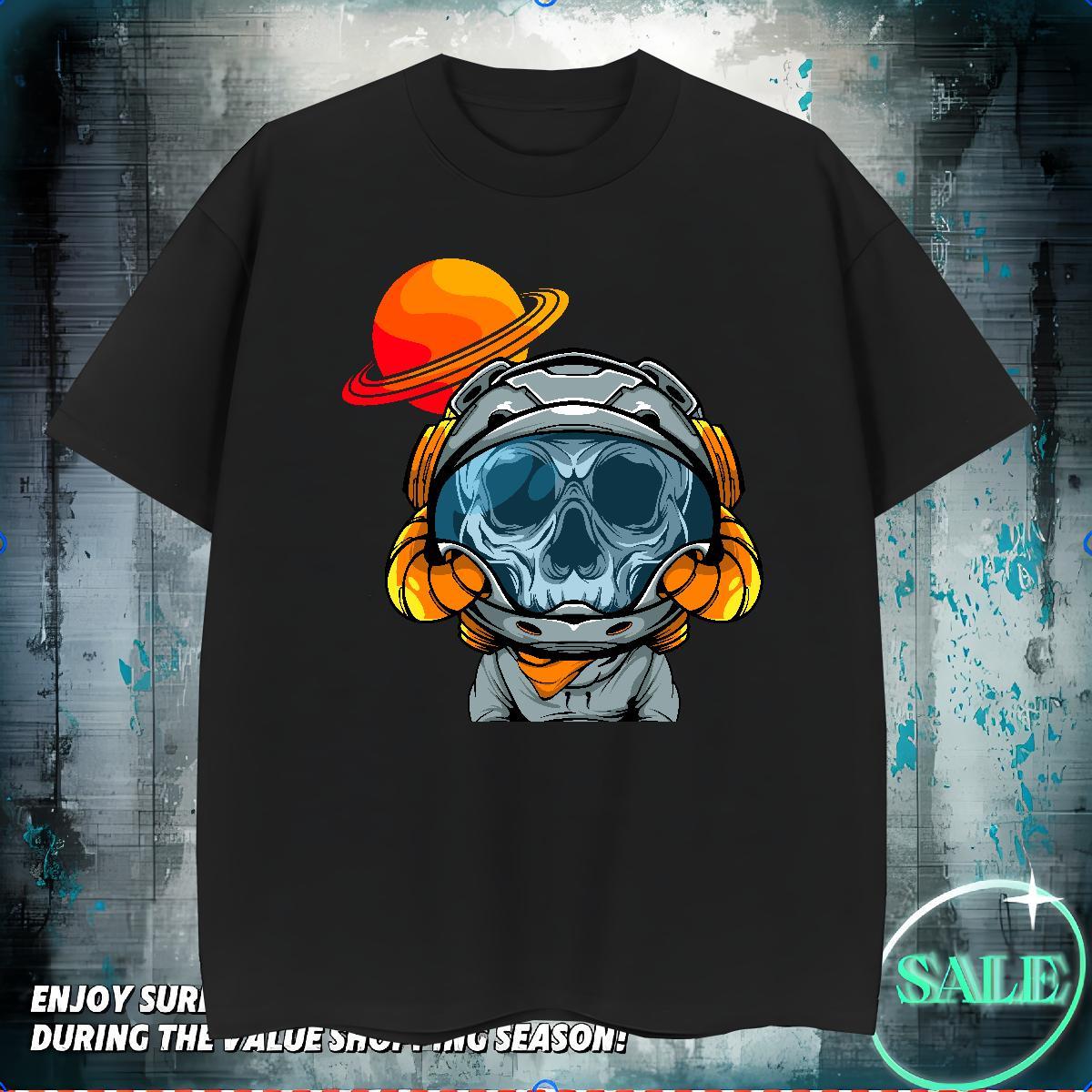 T Shirts Men 230g Pure Cotton cosmonaut Outdoor Crew Neck Breathable Asian Size Tshirts Designer Loose Fit Top Tees