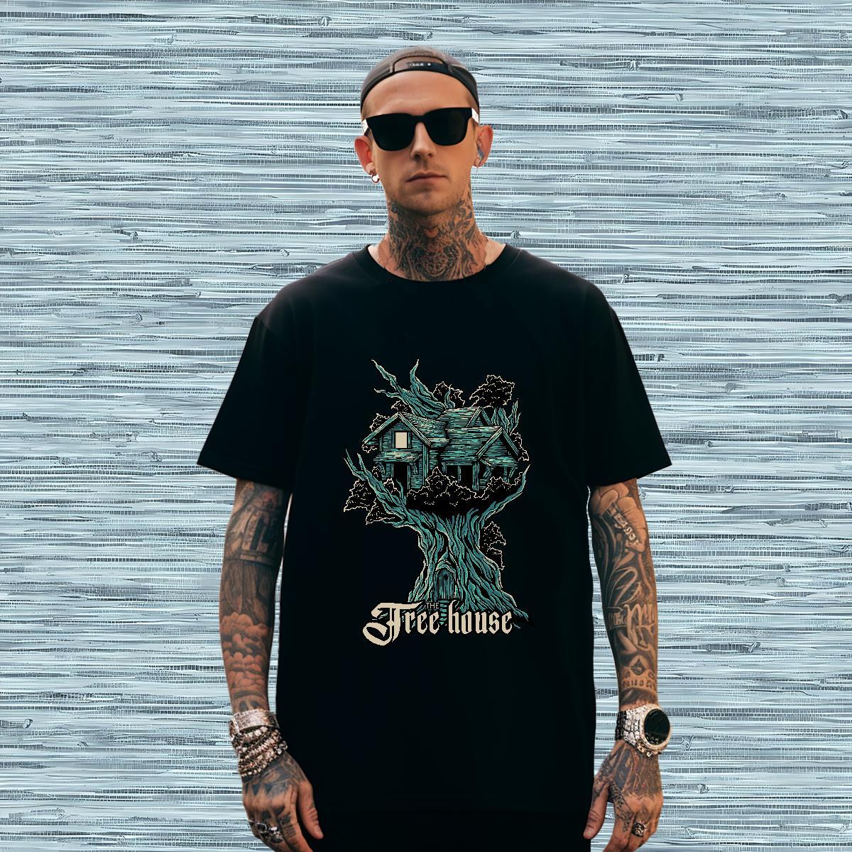 Comfortable tree T Shirts Men Sport Tshirt for Man Woman 230g Pure Cotton Free Shipping Crew Neck Custom Printed Wear
