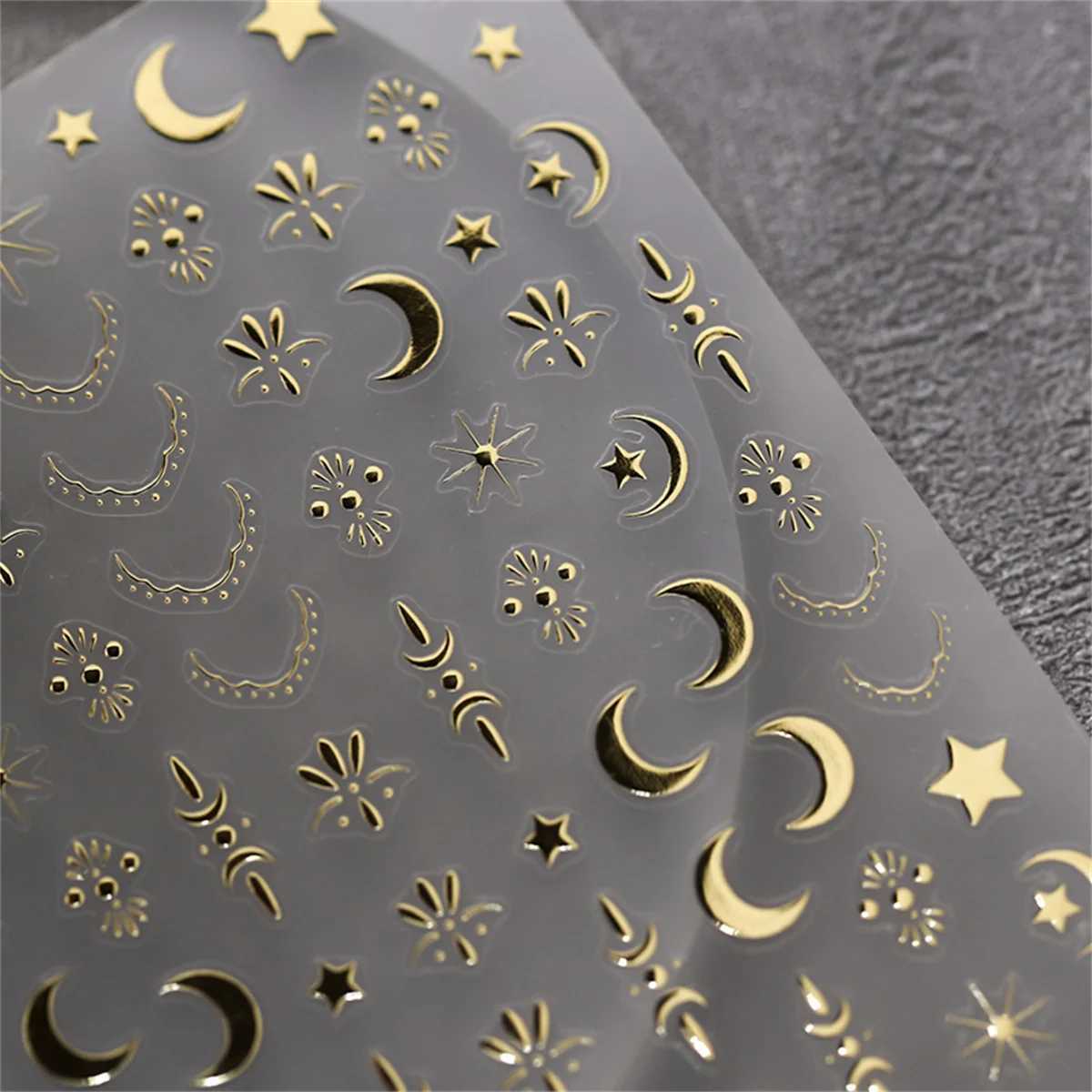 1pcs Luxury Star Moon Nail Art Stickers Gold Silver 5D Self Adhesive Nail Art Decorations Stickers Hot Stamping Manicure DecalsXJ240814