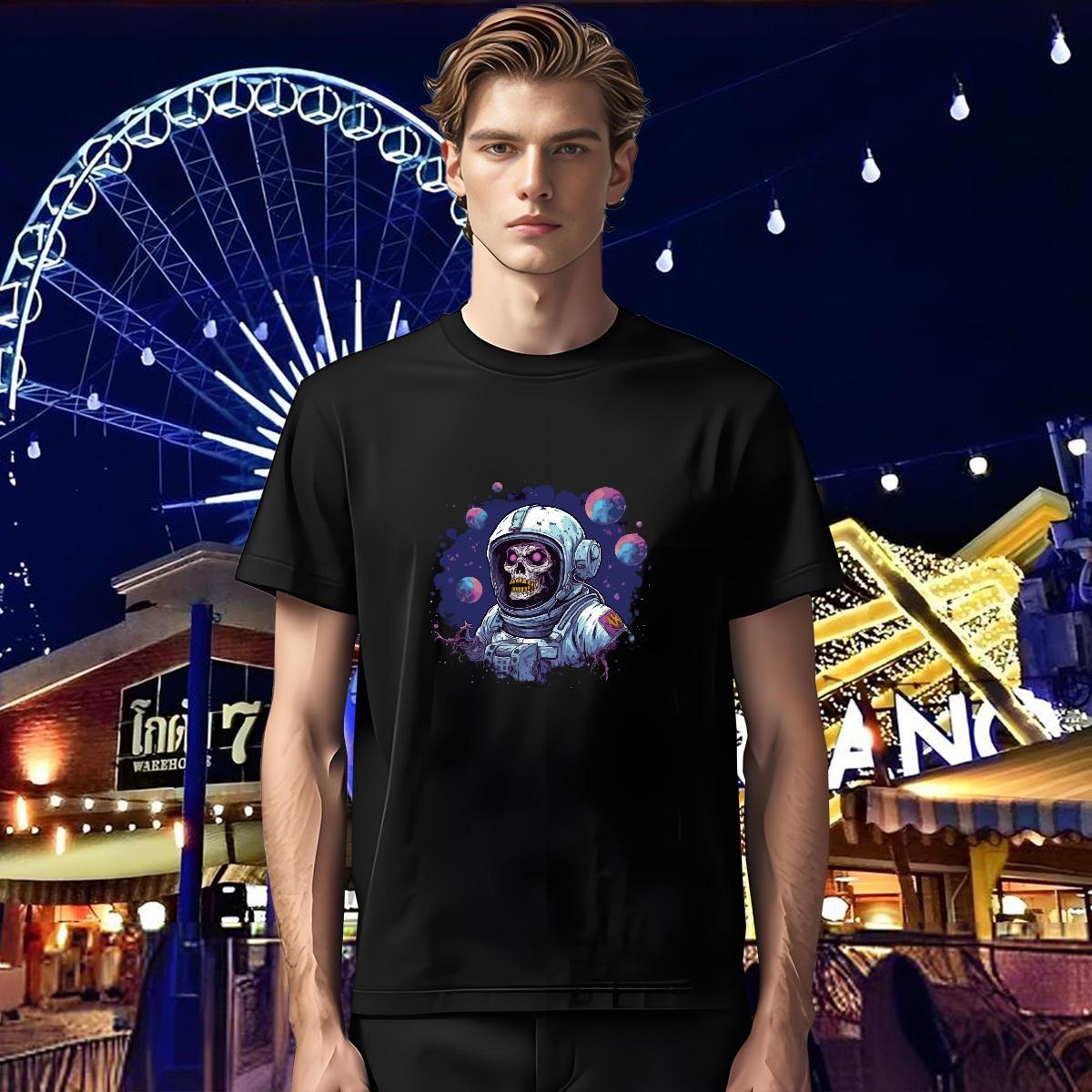 Man T Shirts 230g Cotton universe Beach O-Neck Short Sleeve Graphic Men Tshirts Classic Casual Unisex Tops